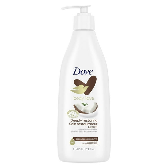 Dove Body Love Deeply Restoring Women's Body Lotion Dry Skin Coconut Oil & Cocoa Butter, 13.5 oz