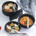 thumbnail image 3 of Ramen Bowl Spoon Forks Chopsticks Cineros Vajilla Juego Tazón Fideos Paja Trigo Con Tapa Y para Los Elementos Del La Universidad, 3 of 9