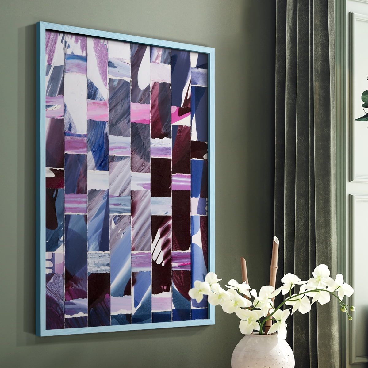 Dream Portals Framed Print in Blue Solid Wood Framed Print No Nail Hanging