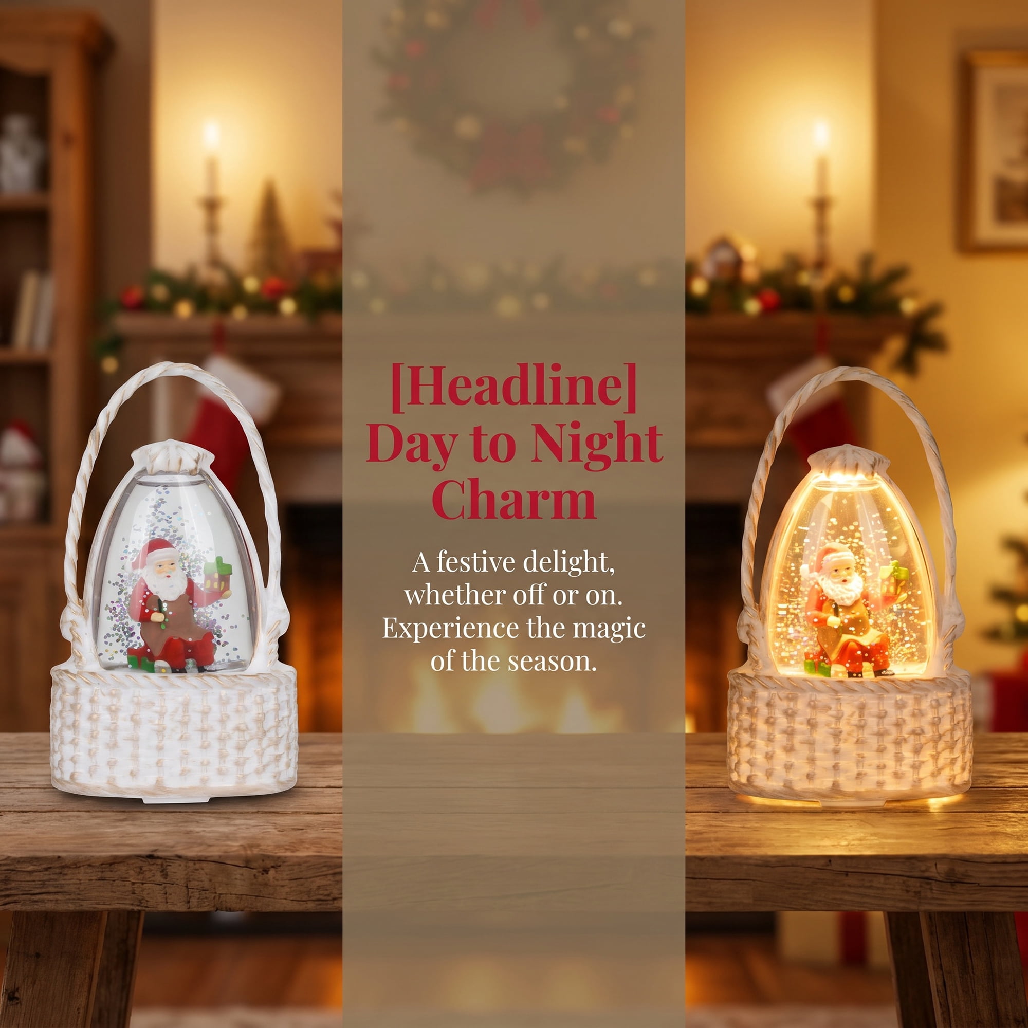 Unique Bargains Christmas Light Up Crystal Ball Shatterproof LED Glitter Sphere Orbs Beige