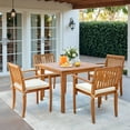 thumbnail image 6 of Devoko 5 PCS Acacia Wood Patio Furniture Set Square table and Chairs with Cushions for 4 People,Burlywood, 6 of 7
