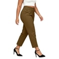thumbnail image 4 of Women's Capris Pull-On Stretch Straight Leg Elastic Waist Cropped Dress Pants with Pockets for Golf Yoga office Work Brown L(L), 4 of 8