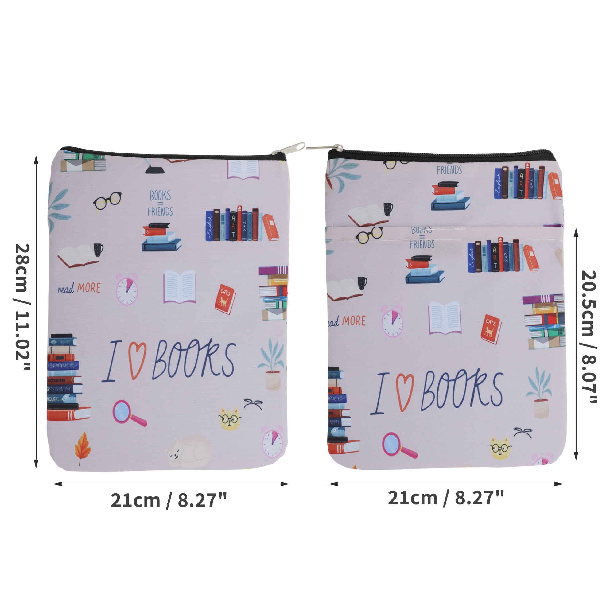 Unique Bargains Book Sleeve Book Covers Book Protector with Zipper Washable Pink