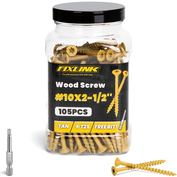 Tornillos para madera FIXLINK T25 Star Bit, 6,35 cm, 105 unidades