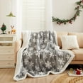 thumbnail image 4 of Fleece Throw Blanket Light Grey Picnic Blankets for Couch Christmas Winter Blankets with White Snowflake Tufted Soft Microfiber Blanket Travel Outdoor Camping Blanket 50x60 Inches, 4 of 6