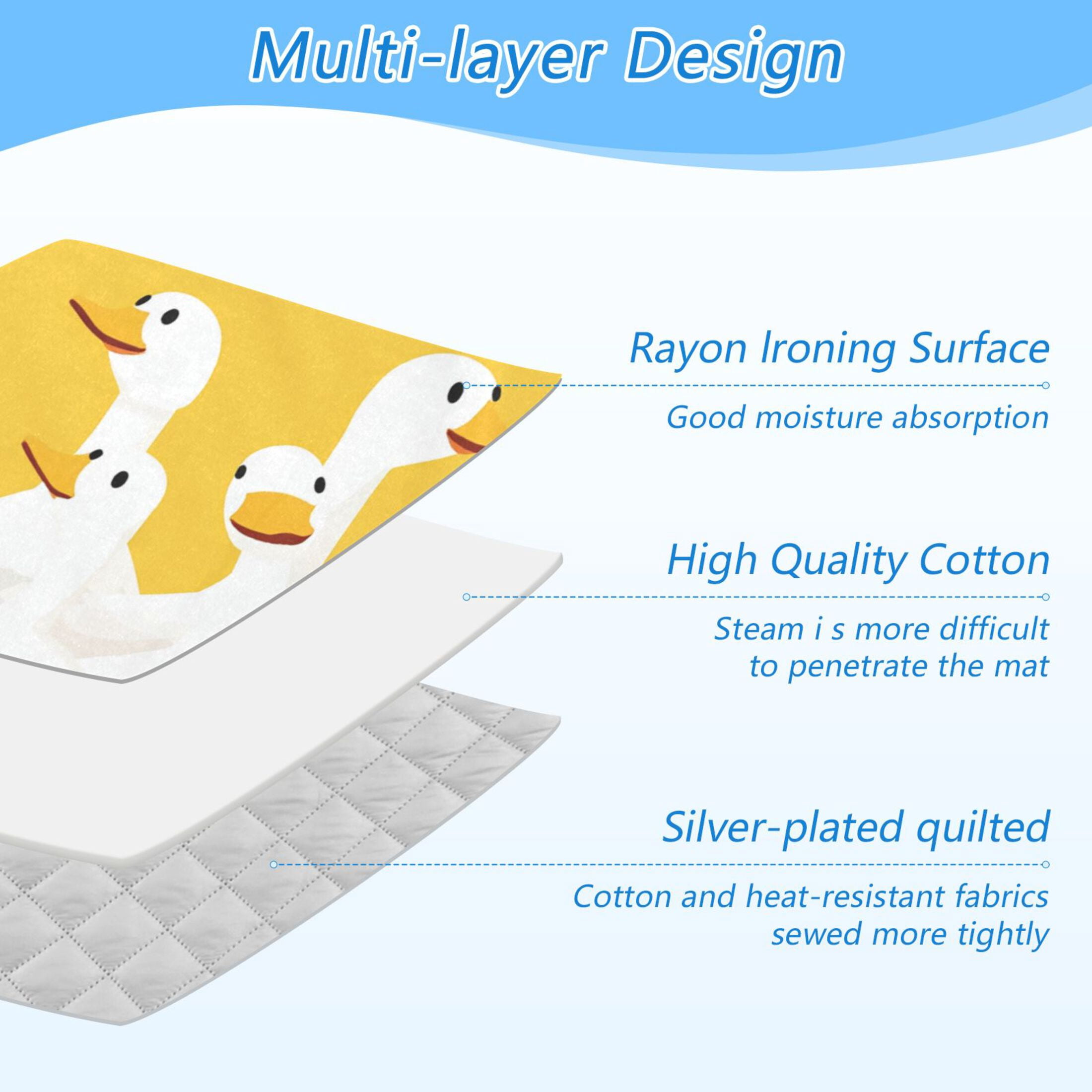 Cartoon White Duck Family Ironing Mat Blanket Portable Travel Ironing Pad Heat Resistant Pad 47.2" x 27.6”