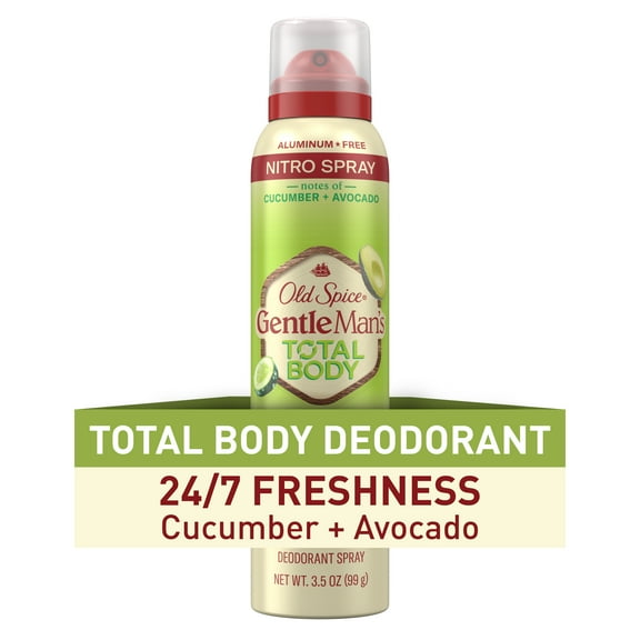 Old Spice GentleMan's Blend Total Body Deodorant for Men, Cucumber   Avocado, Aluminum Free Spray, 3.5 oz