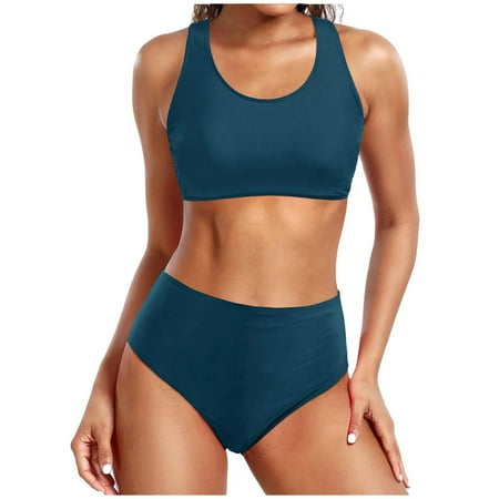 Popular Picks  Women s Solid Set Swimsuit  Sleeveless Push-Up Padded  Beachwear  Solid Color  for Pool/Sunbathing  Supportive Bra  Quick-Dry Material  Swimsuites | Navy XL  Sopatenor