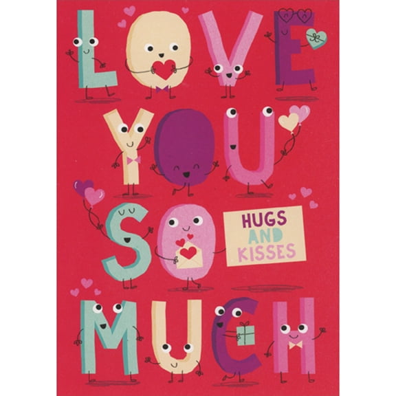 RSVP Smiley Faced Letters: Love You So Much, Hugs and Kisses Valentine's Day Card for Kids