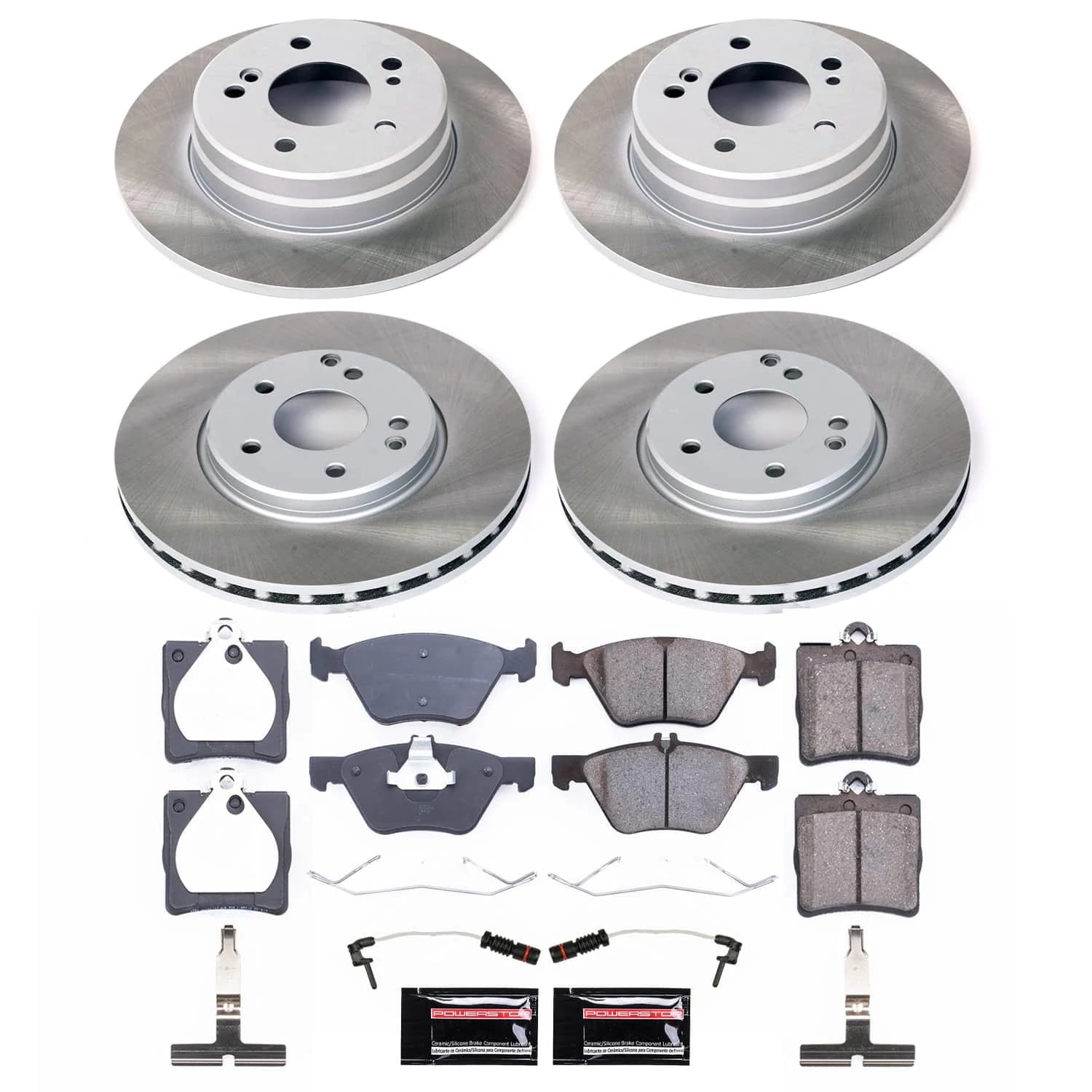 PowerStop Front and Rear Semi-Coated Rotor and Low-Dust Ceramic Brake Pad Kit SC4420