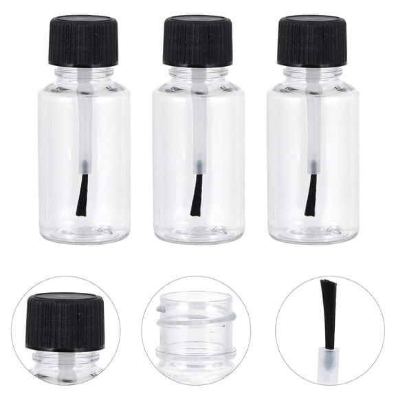 4Pcs 20ml Empty Refillable Nail Polish Bottles Transparent plastic Nail Varnish Bottles Containers with Brush Cap for Nail Art Nail Polish