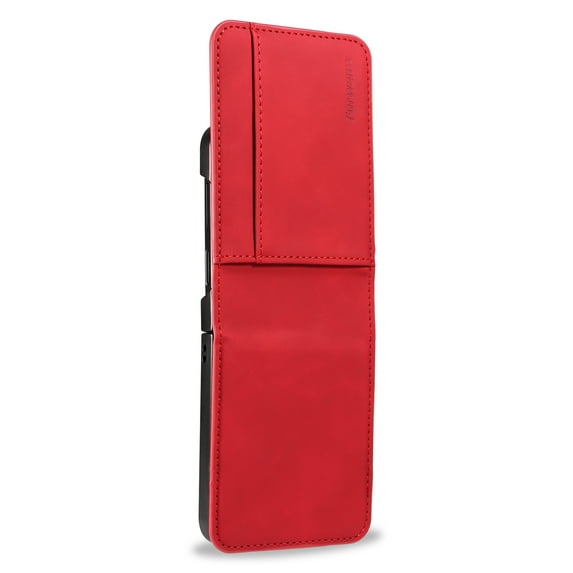 ELEHOLD Slim Leather Case for Samsung Z Flip 5 Purse Case for Women Men, Credit Card Slot Holder Lightweight Protective Case for Samsung Galaxy Z Flip 5,Red