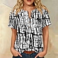 thumbnail image 6 of Floral Graphic Henley Neck Tops for Women, Short Sleeve Casual Pullover Blouses Dressy Boho Stylish Spring Summer Fall Outfits, 6 of 6
