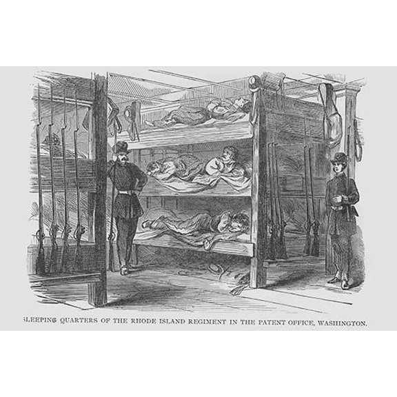 Sleeping Quarters of the Rhode Island Regiment-Fine Art Canvas Print (20" x 30")