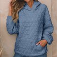thumbnail image 2 of Kmdttou Women's Oversized Hoodies Fleece Sweatshirts Long Sleeve Solid Color Hooded Sweatshirt With Casual Style Pockets And Quilted Long Sleeved Top on Clearance!, 2 of 5