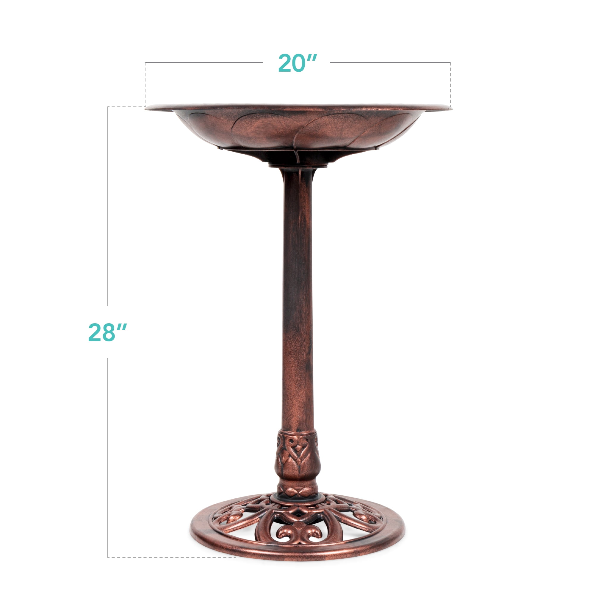 Best Choice Products Outdoor Rustic Pedestal Bird Bath Accent for Garden, Yard w/ Fleur-de-Lis Accents - Apricot