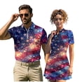 thumbnail image 2 of Aplkyhs Galaxy American Flag Couple Golf Shirts Quarter Zip Mens Hawaiian Shirt Lightweight Breathable Fabric Keep Cool in Hot Weather Machine Washable Lapel Design, 2 of 6