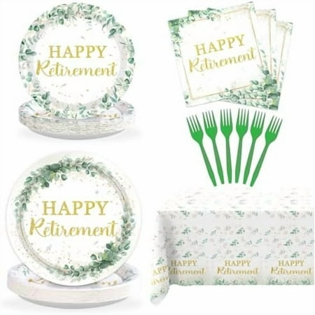 98-Pc Sage Green Retirement Decor: Plates/napkins/tablecloths (gold accents) – party supplies for women/men/teachers. $Home Decor.