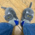 thumbnail image 3 of Pantuflas de algodón de gato azul con tacón medio de algodón con sensación de gato, lindas y cálidas pantuflas de gato con simulación de tacón de rocío para el hogar, 3 of 6