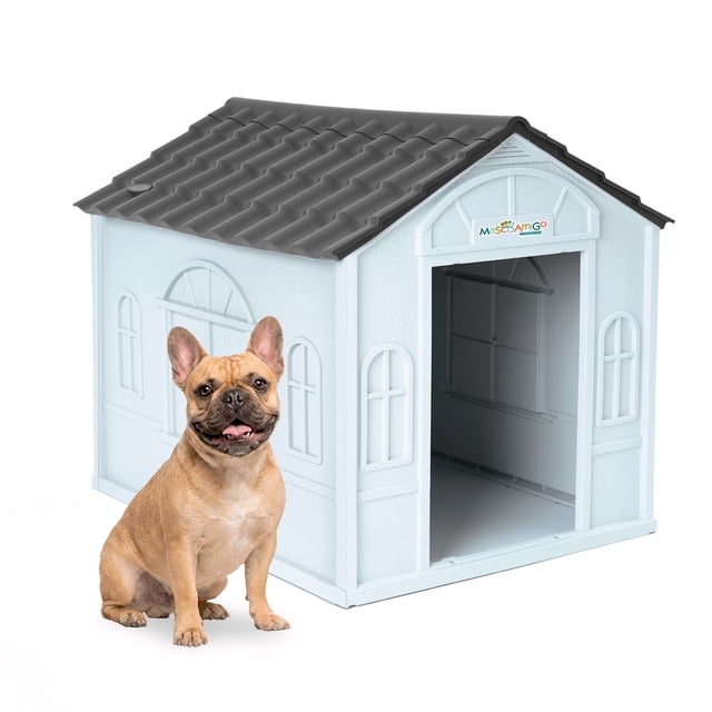 Casa Para Perros Chico MascoAmigo Con Puerta Metálica Térmica De Plástico 62x50.7x60 Cm Gris