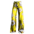 thumbnail image 4 of Women's Casual Pants Wide Leg Pants Women'S High Waisted Flower Patterned Pants Lightweight And Loose Casual Colorful Pants Heavyweight Pants,Yellow Women's Casual Pants XL, 4 of 4