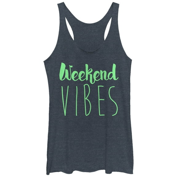 Women's CHIN UP Weekend Vibes  Racerback Tank Top Navy Blue Heather X Large