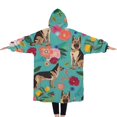 thumbnail image 2 of Oversized Wearable Blanket Hoodie,German Shepherd Dog and Flower Sherpa Blanket Hoodie with Super Pockets,Super Warm Fuzzy Pullover for Women & Men, 2 of 6