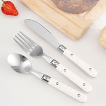 LULULION 3Pcs White Stainless Steel Spoon Fork Cutter Set Simple Home Cutlery