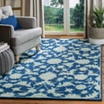 thumbnail image 4 of SAFAVIEH Micro-Loop Carl Floral Overdyed Wool Area Rug, Light Blue/Ivory, 5' x 5' Round, 4 of 5