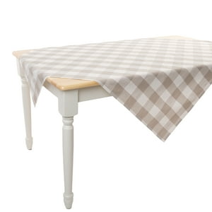 Beige Plaid Table Throw