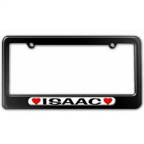 Isaac Love with Hearts License Plate Tag Frame, Black Color