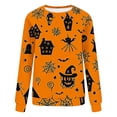 thumbnail image 4 of SETOOFF Womens Loose Fit Long Sleeve Shirts, Crew Neck Halloween Pumpkin Bat Spider Print Pullover Sweatshirt Lightweight Tunic Tops Holiday Party Apparel for Dressy Casual Dailywear Fashion, 4 of 6