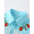 thumbnail image 5 of Fdqin Girls Western Shirt Floral Embroidered Cowgirl Shirts for Girls Long Sleeve Collared Retro Cowgirl Costume Cute Casual Blouses Blue 4-5 Years, 5 of 7