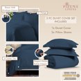 thumbnail image 3 of Pizuna Pure 100% Cotton King Duvet Cover Set, Luxurious 400 Thread Count Long Staple Cotton Sateen Weave with Button Closure (Combed Navy Blue Cotton Duvet Cover King), 3 of 4