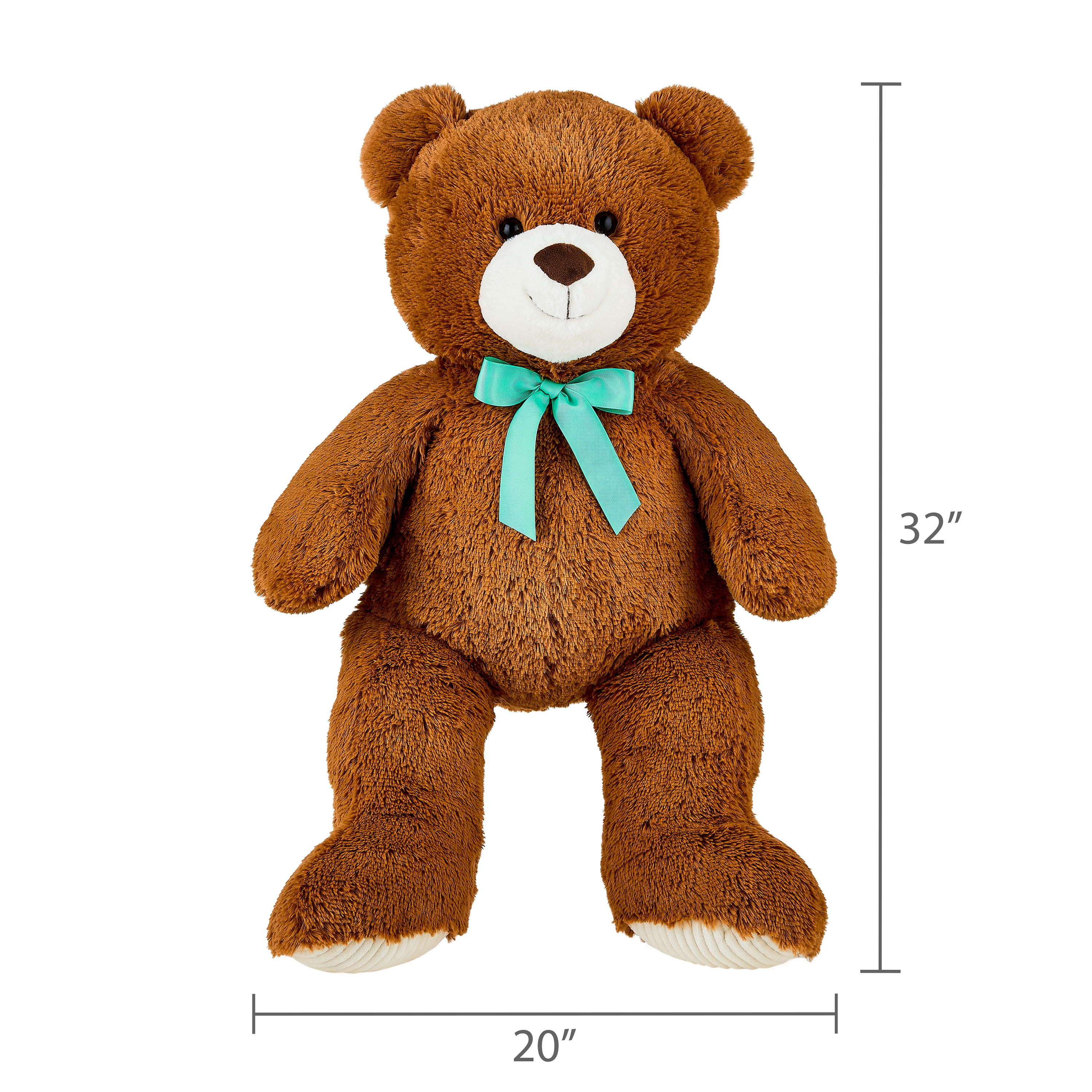 Bear Plush Toy with Ribbon, Brown, 36