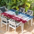 thumbnail image 2 of Blue White Red Table Cloths for 6 Foot Rectangle Tables, Tie-dye American Flag Star Abstract Patio Waterproof Elastic Fitted Tablecloths, Washable Rectangular Table Cover for Camping, 2 of 8