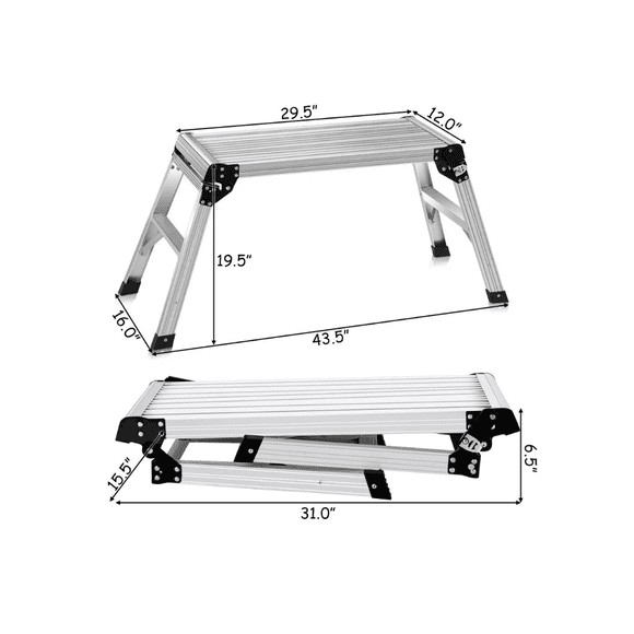afeifafa-Aluminum Platform Drywall Step Up Folding Work Bench Stool Ladder