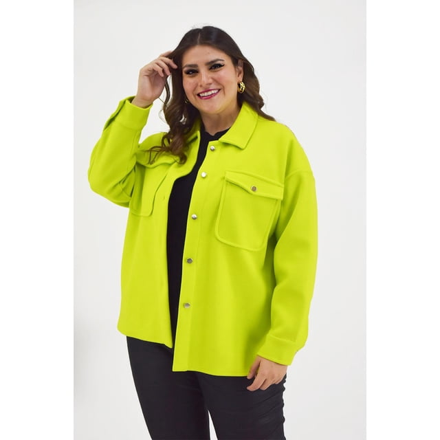 Chaqueta tipo abrigo Roman Fashion Talla Extra Verde Lima 44