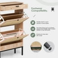 thumbnail image 2 of Brafabhome Narrow Shoe Storage Cabinet with 2 Flip Drawers, Freestanding Entryway Rattan Shoe Rack for Sneakers, High Heels and Slippers | 12 Pairs, 2 of 6