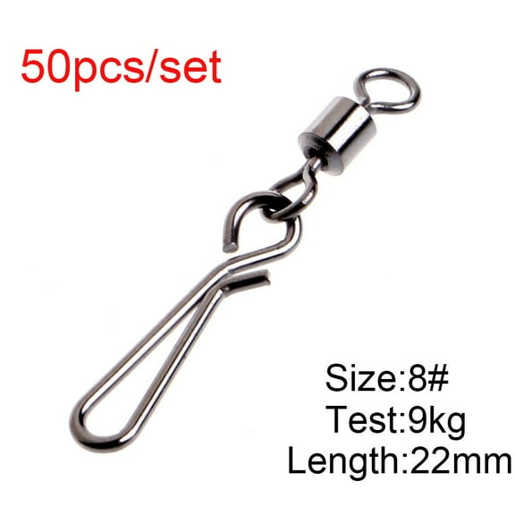 50pcs high strength Stainless Steel Solid Ring  Size 2# to 10# Bearing Barrel  Rolling Swivel Fishing Snap Connector with Pin Heavy Duty Ball 8