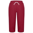 thumbnail image 5 of Outfmvch cotton gauze pants for women Summer Beach Pants Boho Wide Leg High Waist Linen Beach Pants Drawstring Elastic Waist Gaucho Pant Beach Vacations Resort Wear for Women 2025 Red S, 5 of 5