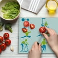 thumbnail image 3 of Fitness Cutting Board, Showing Different Gym Activities Weightlifting Equipment, Decorative Tempered Glass Cutting and Serving Board, Large Size, Apple Green Sky Blue, by Ambesonne, 3 of 5