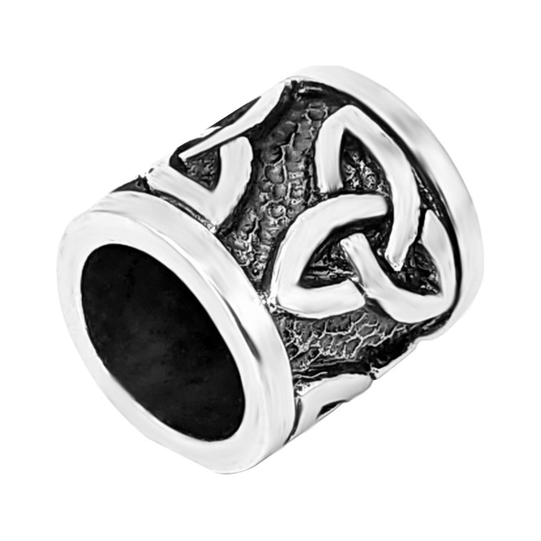 81stgeneration Unisex 925 Sterling Silver Celtic Triquetra Braid Beard Dreadlock Hair Bead Tube