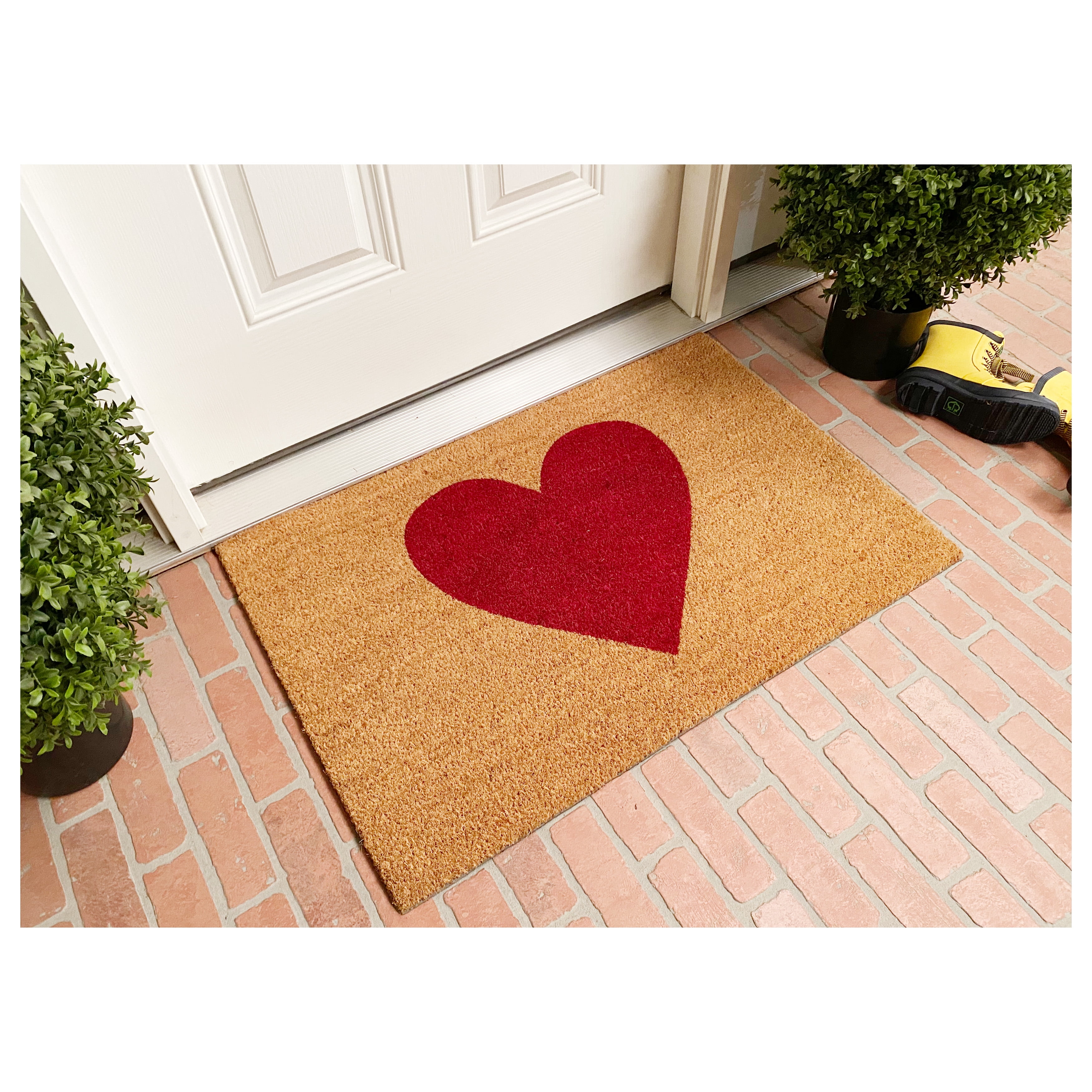 Natural Coir Welcome Floor Entrance Door Mat Indoor Outdoor Doormat Dog Hearts 