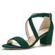 thumbnail image 1 of Sandalias de Tacón Medio Cruzado Allegra K Punta Abierta Verde 38.5, 1 of 7