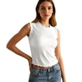 thumbnail image 2 of XIAONA Casual Tank Tops For Women Summer Sleeveless Solid Color Crew Neck Racerback Flounce Standard Straps Comfortable Breathable Soft Fashion Sexy Daily Basic Tops For Female,M, 2 of 5