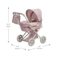 thumbnail image 5 of Olivia's Little World Cochecito para muñecas estilo buggy con dosel retráctil, almacenamiento debajo, moisés desmontable, bolsa de viaje para guardería, cómodo de empujar, rosa y gris, 5 of 5