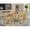Linen White/Wood, variant on East West Furniture Capri 5-piece Dining Set with Wood Seat in Oak