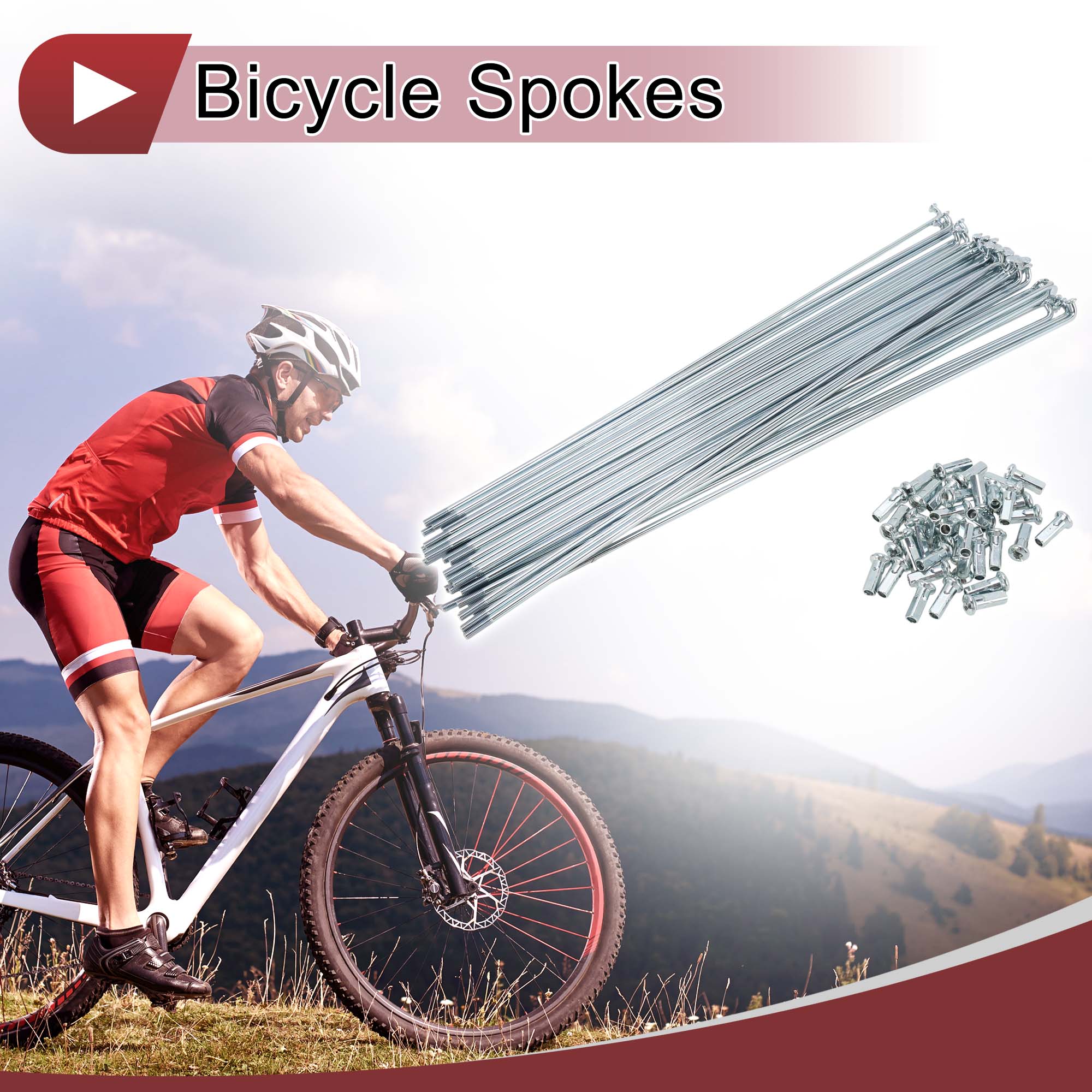 Unique Bargains 38Pcs Durable 12G Bike Wheel Spokes Galvanized Carbon Steel Silver 10.24"