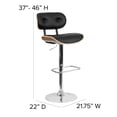 thumbnail image 2 of Beech Bentwood Adjustable Height Barstool with Button Tufted Black Vinyl Seat, 2 of 9